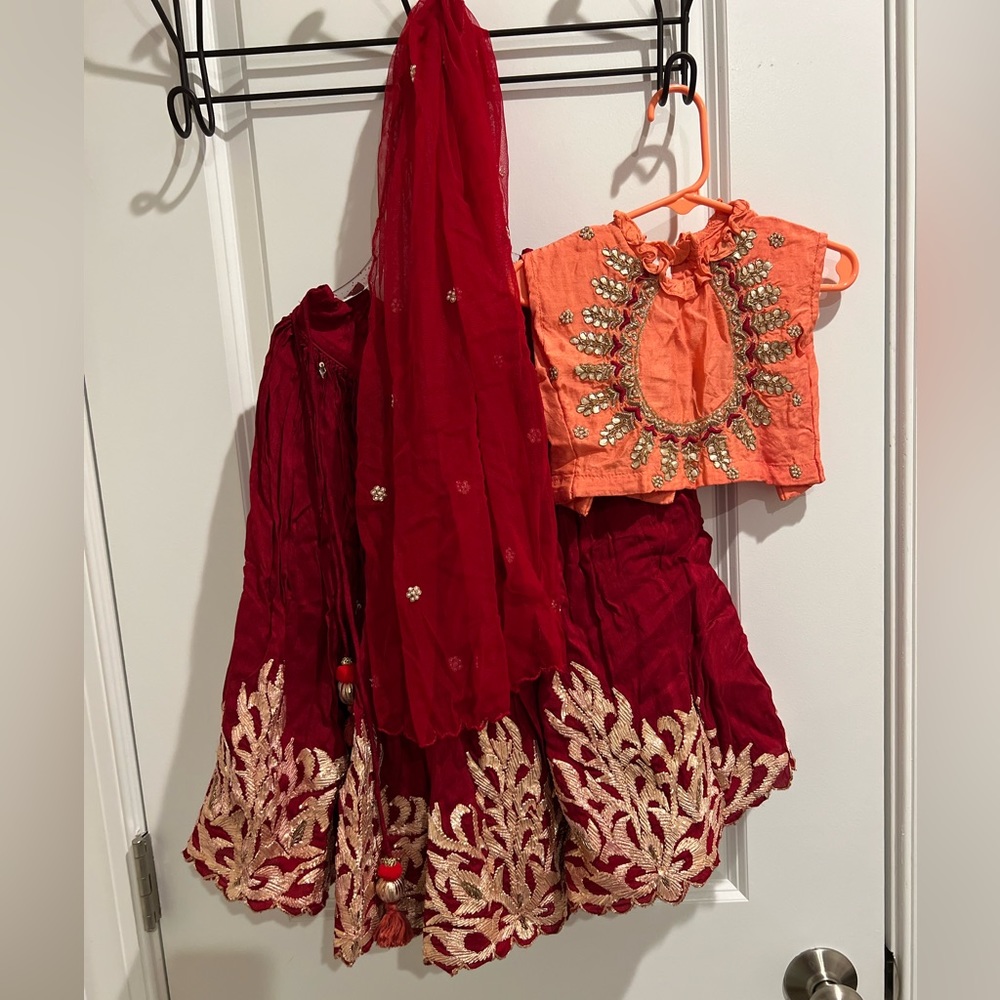 Desi lehenga choli with dupatta - little girls size 3-5 years